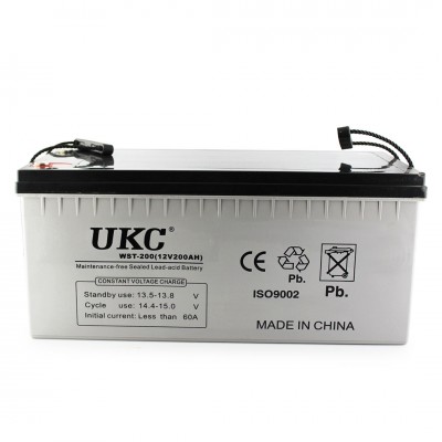 Гелиевый аккумулятор BATTERY 12V 200A UKC (Реальная ёмкость -30%)