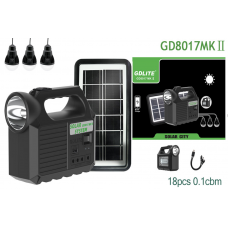 Портативна станція для заряджання GD 8017 MKII з 3 лампами та сонячною панеллю