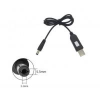 Кабель для роутера 9V від USB павербанка з індикатором (5 на 9 вольт 5,5*2,1)