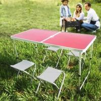 Стіл для пікніка Folding table (№2 Білий мармур) у комплекті входять 4 стільці