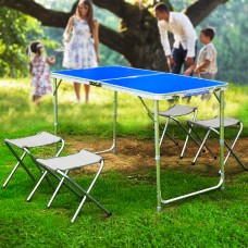Стіл для пікніка Folding table (№1 Синій) у комплекті входять 4 стільці