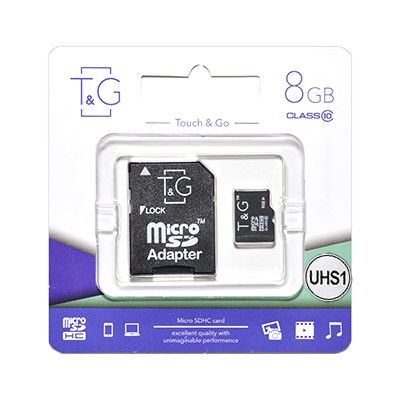Купити Карта пам'яті microSDHC (UHS-1) 8GB class 10 T&G (з адаптером)