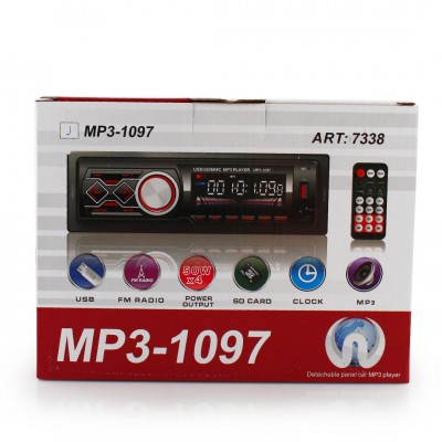 Автомагнітола MP3 1097 BT знімна панель ISO cable