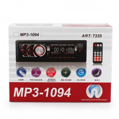 Автомагнитола MP3 1094 BT съемная панель  ISO cable