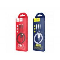 Кабель HOCO COOL X25 DATA CABLE PULL 3in1 IP+MICRO+TYPCE-C