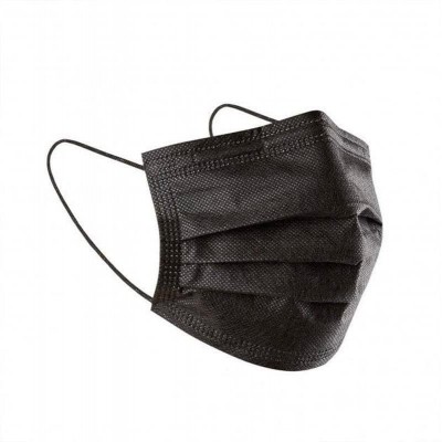Купити Чорні захисні маски, 3-шарові, із затискачем для носа (ціна за уп.50 штук!!!)