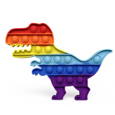 Купити М'яка іграшка Поп іт Нескінченна пухирка антистрес Pop It fidget райдужний динозавр REX (Без Повернення