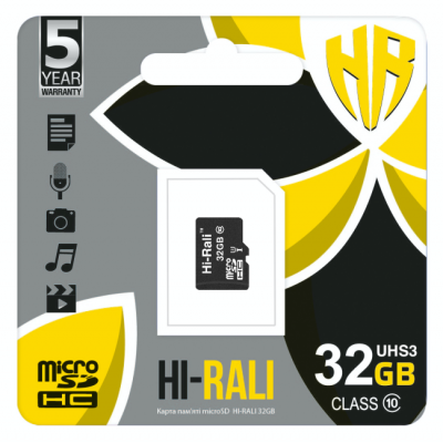 Купити Карта пам'яті microSDHC (UHS-3) 32GB class 10 Hi-Rali (без а