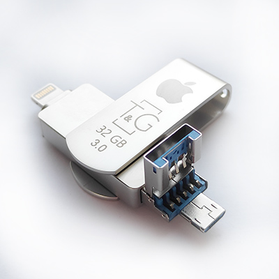 Купити Накопичувач 3.0 USB + Lightning + microUSB 32GB T&G металева серія 007