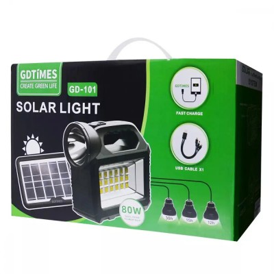 Купить Портативная станция для зарядки GD 101 с 3 лампами и солнечной панелью