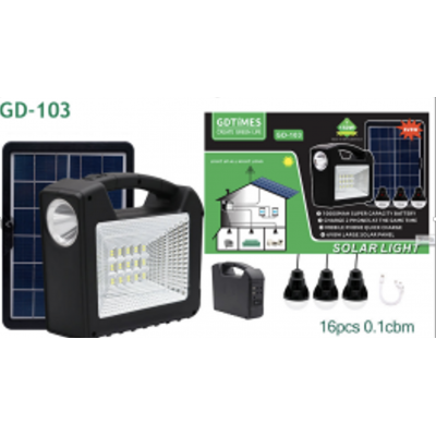 Купить Портативная станция для зарядки GD 103 с 3 лампами и солнечной панелью