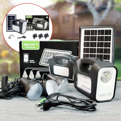 Купить Портативная станция для зарядки GD 3 с 3 лампами и солнечной панелью