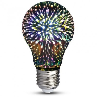 Лампа світлодіодна декоративна 3D Феєрверк A60 E27 LED каганець