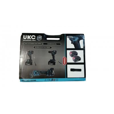 Набор акекумуляторных инструментов 3в1 UKC Шуруповерт, Гайковерт, Угловая шлифовальная машина.