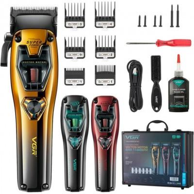 Аккумуляторная машинка для стрижки V-668 с сменными накладками корпуса - (10428)