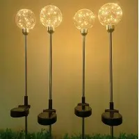 Садовый светильник на солнечной батарее шар 20 см 30 LED теплый (Цена за упаковку 2 штуки)